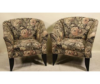 PAIR OF FLORAL PRINT CLUB CHAIRS