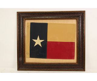 FRAMED HAND STITCHED STATE OF TEXAS FLAG