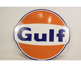 DOUBLE SIDED GULF OIL SIGN
