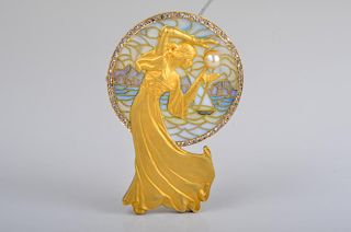 Art Nouveau Maseriara Gold enamel Pin