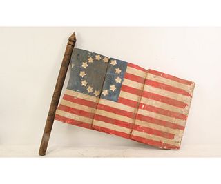 WOODEN PAINTED UNITED STATES FLAG