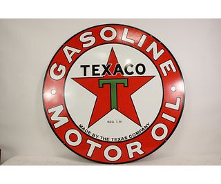 DOUBLE SIDED TEXACO GASLINE MOTOR OIL SIGN