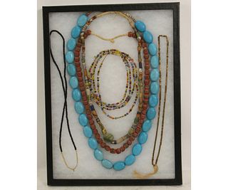 BEADED NECKLACES IN A SHADOW BOX