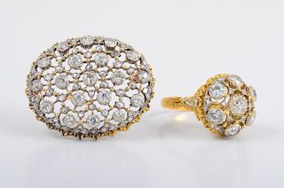 Buccellati Diamond Pin And Ring Set