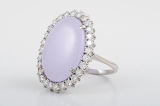 Lavender Jade Diamond Ring