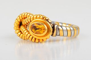 Cartier Gold Steel Citrine Ring