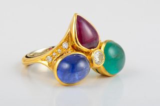 Sapphire Emerald Ruby Ring