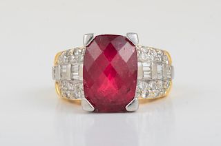 Rubelite Diamond Ring