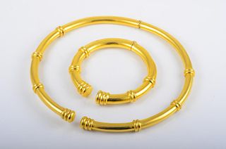Lalaounis Gold Necklace And Bangle Set in Box
