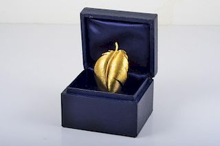Tiffany Gold Feather Pin in Box