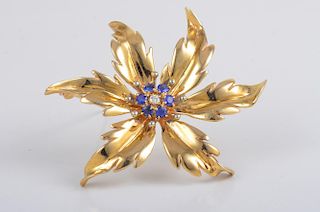 Tiffany Gold Sapphire Diamond Pin