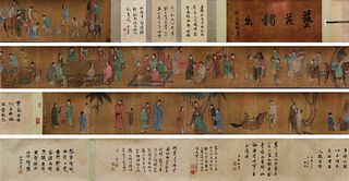 Zhao Mengfu, Chinese Horsing Painting Silk Handscroll