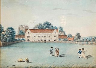 18thc. English School Watercolor, Country View