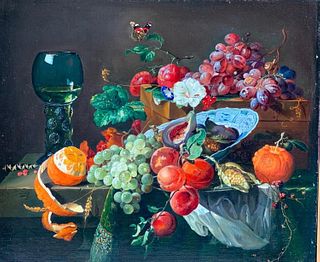 Frederick V.Bailey Oil, Still Life with Flowers and Fruit