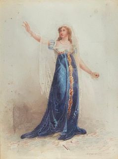 Horace Harding Watercolor, Woman as Actress