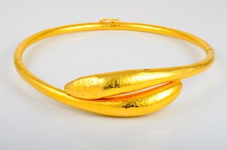Lalaounis Hammered Gold Cuff Necklace