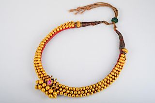 Antique Iindian High Karat Gold Ball Necklace