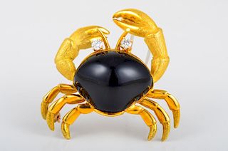 Gump's Onyx Diamond Crab Pin