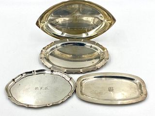 Four Small Sterling Silver Trays