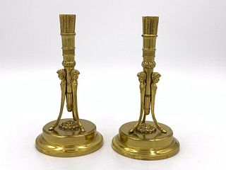 Pair of Bronze Candlesticks, Manner of Matthew Boulton