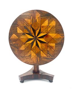 English Antique Exotic Wood Miniature Tilt Top Table