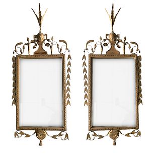 Pr Vtg Hollywood Regency Gilt Wood Metal Mirrors