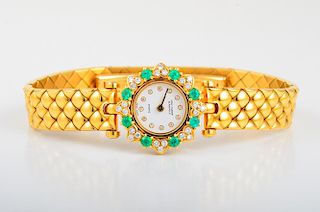 VCA Diamond Emerald Lady's Gold Watch with Box