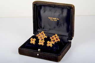 Webb Enamel Gold Cufflinks Set in Box