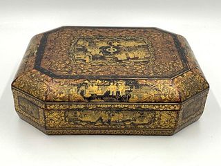 Chinese Export Lacquer Games Box, 19thc.