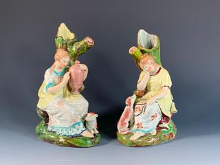 A Pair of Staffordshire Pearlware Spill Vases