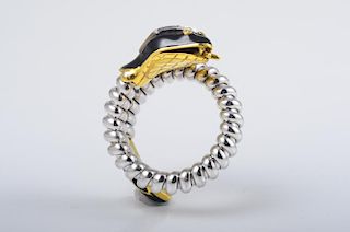 Diamond Enamel Snake Ring