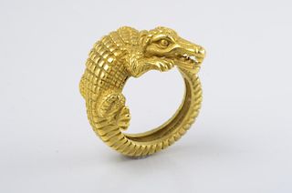 Kiekelstein Cord Alligator Gold Ring