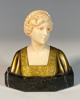 Ferdinand Preiss Mixed Media Bust of a Young Woman
