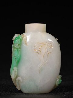 Carved Jadeite Dragon Snuff Bottle