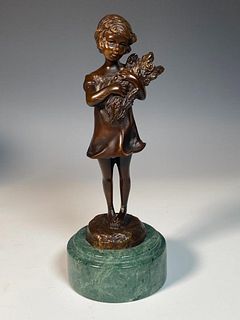 Suzanne Bizard Bronze, Girl with Armful of Flowers