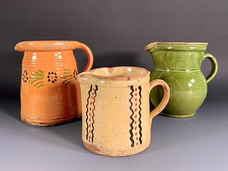 Three Rustic French Pottery Jugs