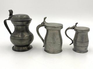 Three Antique Pewter Measures