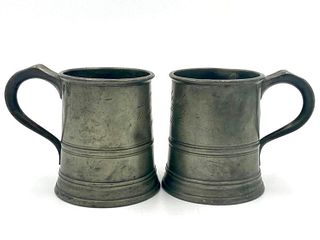 Pair of English 19thc. Pewter Pint Mugs, c.1840