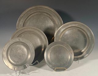 Lot of Antique Pewter Plates and Charger