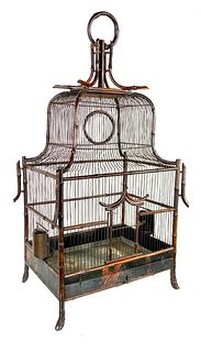 Lacquer and Bamboo Bird Cage