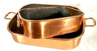 Two Antique Copper Roasting Pans