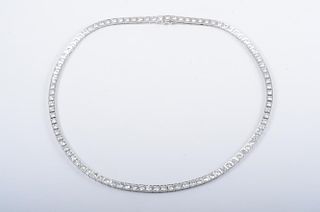 Deco Platinum Diamond Straight Line Necklace