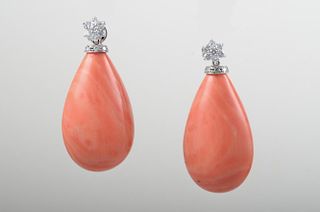 Diamond Coral Drop Earrings
