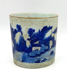 Ming Style Large Blue and White Brush Pot