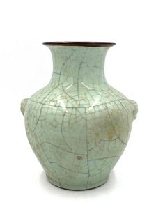 Chinese Celadon Crackle Glaze Vase, Modern