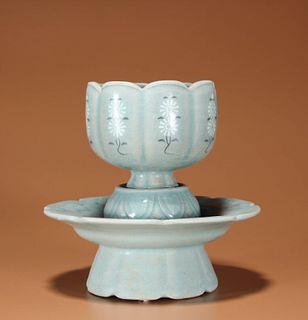 Gaoli Porcelain Floral Cup And Cup Stand