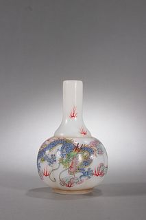 Painted Peking Glass Dragon Vase