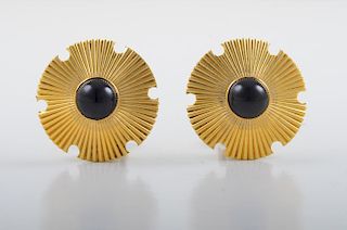 Onyx and Gold Earrings