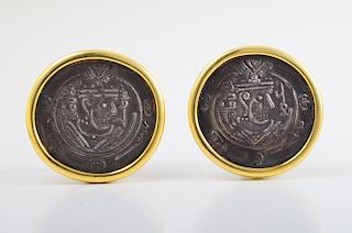 Bulgari Coin Gold Earrings