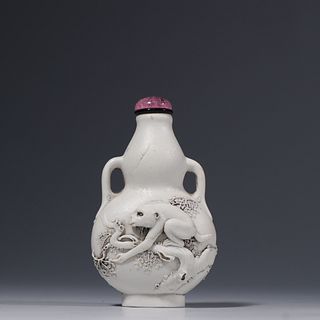 Carved Porcelain Monkey Snuff Bottle